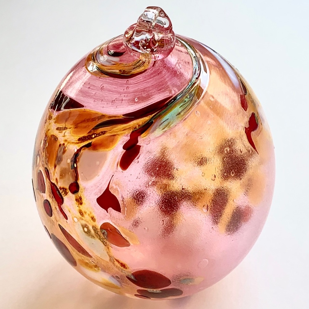 PINK GOLD SPECKLED EGG_HAND BLOWN GLASS ORNAMENT - Picture 14 of 16